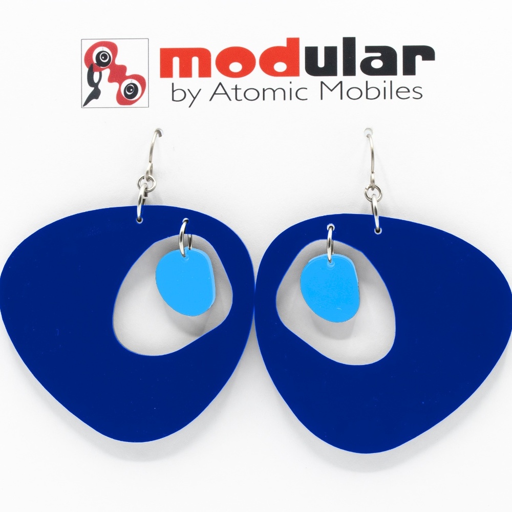 Navy Googie Earrings MOD Statement Dangle Earrings